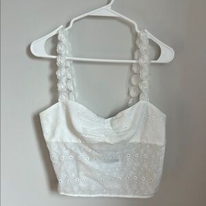 Princess Polly White Floral Embroidered Tank Top